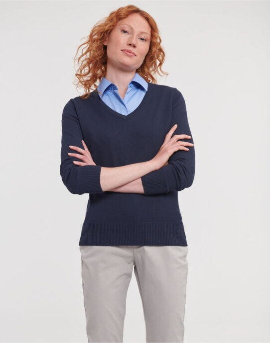 Russell Athletic Collection 710F Russell Collection Ladies VNeck Pullover - French Navy