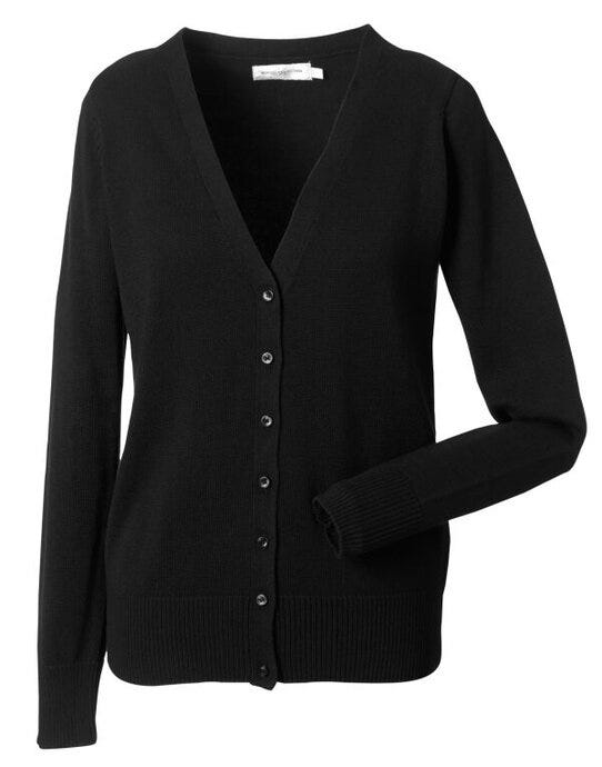 Russell Athletic Collection 715F Russell Collection Ladies VNeck Cardigan - Black