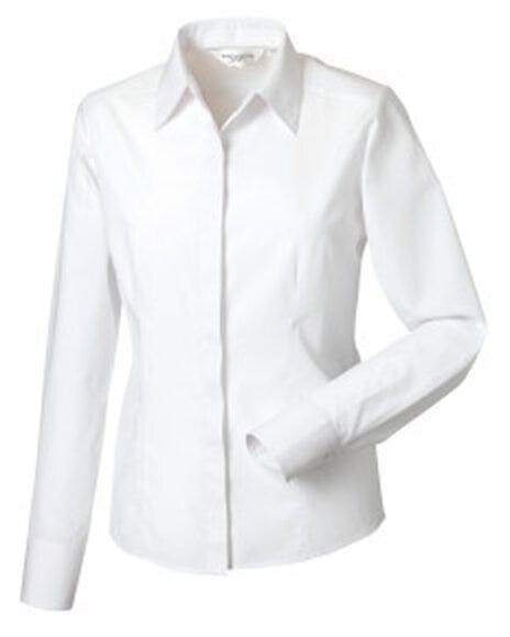 Russell Athletic Collection 924F Russell Collection Lady LS Fitted Poplin - White