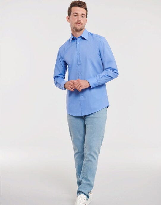 Russell Athletic Collection 924M Russell Collection Mens LS Tailor Poplin - Corporate Blue