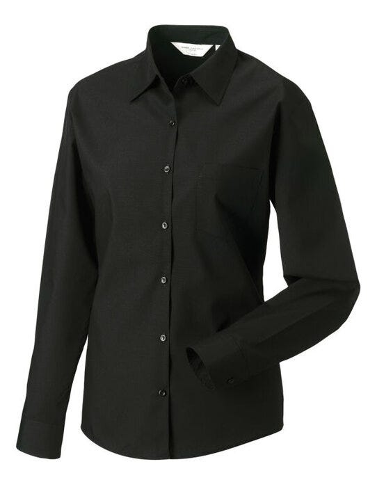 Russell Athletic Collection 934F Russell Collection Lady LS Clasic Poplin - Black