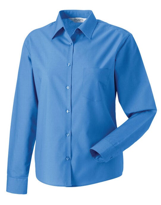 Russell Athletic Collection 934F Russell Collection Lady LS Clasic Poplin - Corporate Blue