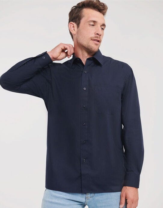 Russell Athletic Collection 934M Russell Collection Men LS Classic Poplin - French Navy