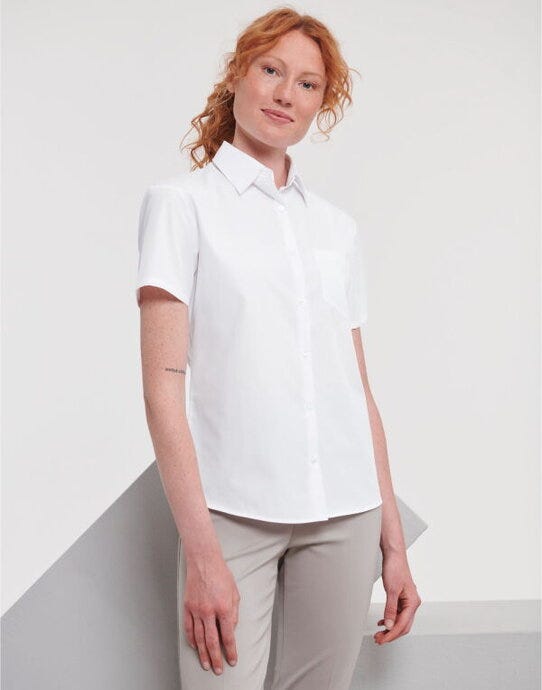 Russell Athletic Collection 935F Russell Collection Lady SS Clasic Poplin - White