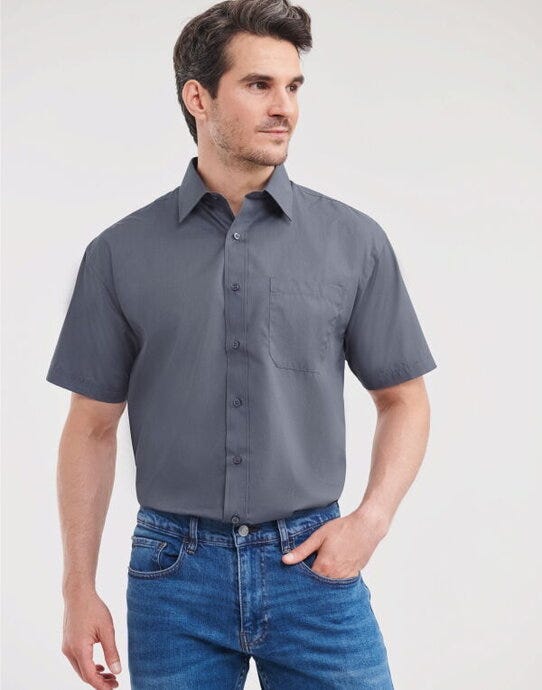 Russell Athletic Collection 935M Russell Collection Men SS Classic Poplin - Convoy Grey