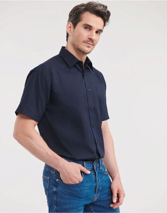 Russell Athletic Collection 935M Russell Collection Men SS Classic Poplin - French Navy