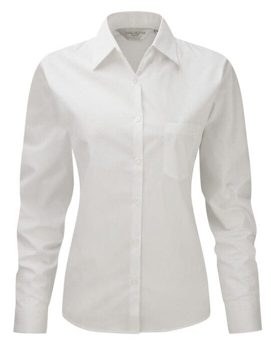 Russell Athletic Collection 936F Russell Collection Lady LS PureCot Shirt - White