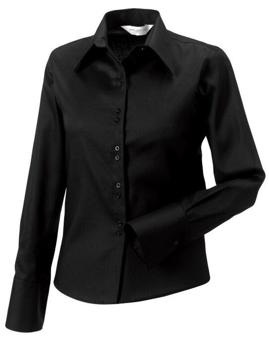 Russell Athletic Collection 956F Russell Collection Lady LS NonIron Shirt - Black