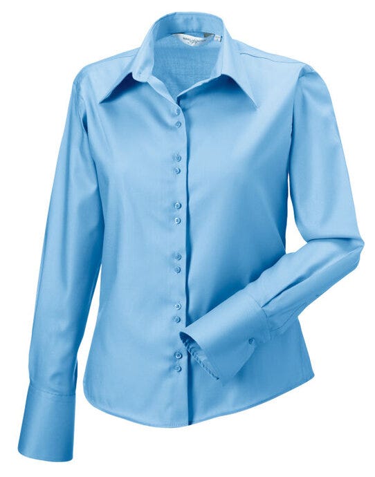 Russell Athletic Collection 956F Russell Collection Lady LS NonIron Shirt - Bright Sky