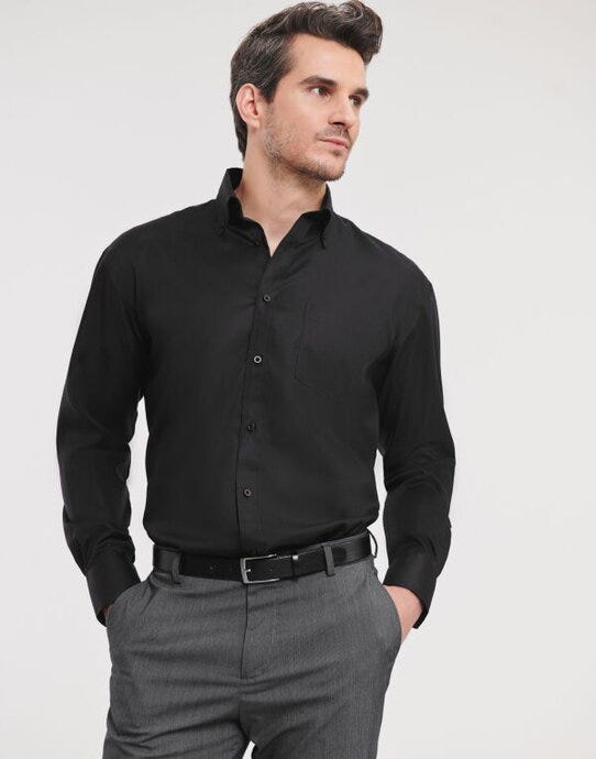 Russell Athletic Collection 956M Russell Collection Mens LS NonIron Shirt - Black