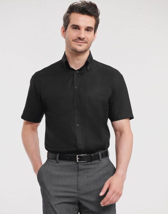 Russell Athletic Collection 957M Russell Collection Mens SS NonIron Shirt - Black