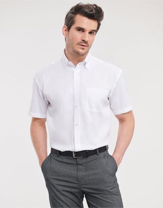 Russell Athletic Collection 957M Russell Collection Mens SS NonIron Shirt - White