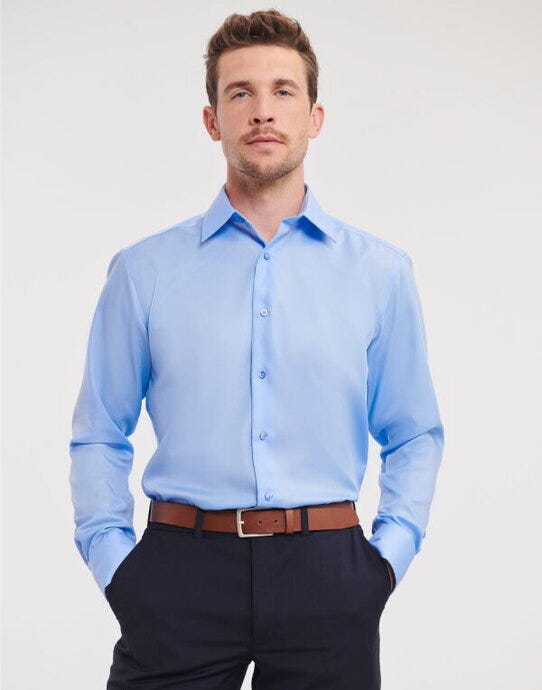 Russell Athletic Collection 958M Russell Collection Men LS Tailor NonIron - Bright Sky