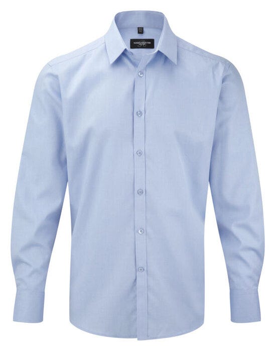 Russell Athletic Collection 962M Russell Collection Mens LS H'Bone Shirt - Light Blue