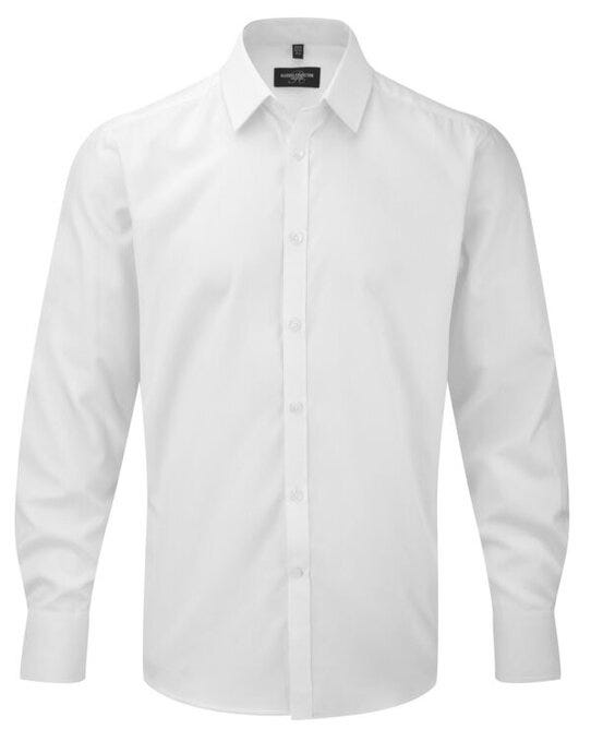 Russell Athletic Collection 962M Russell Collection Mens LS H'Bone Shirt - White