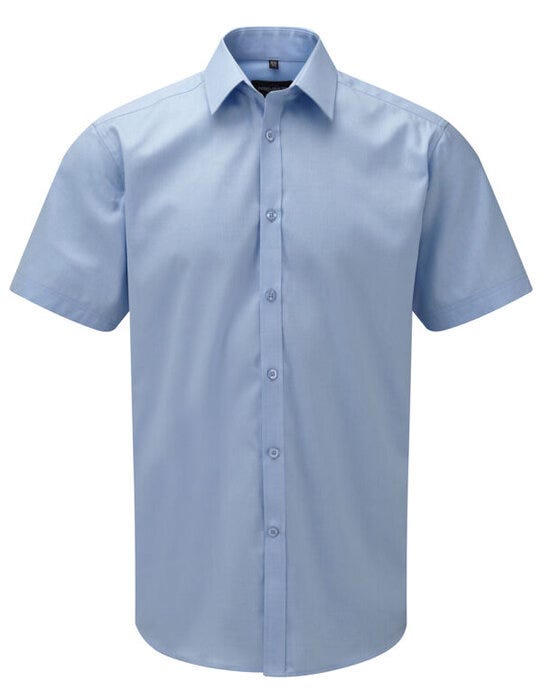 Russell Athletic Collection 963M Russell Collection Mens SS H'Bone Shirt - Light Blue