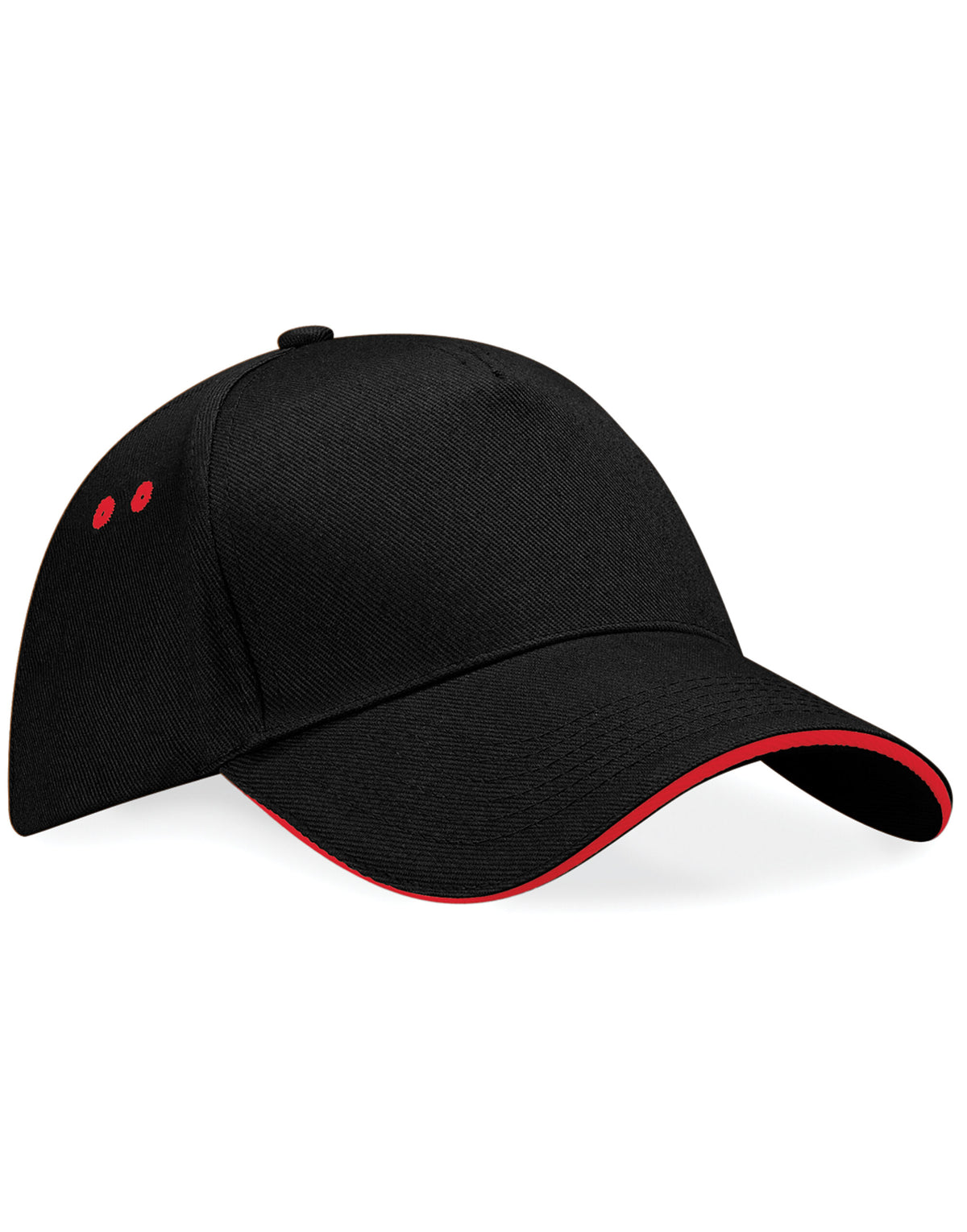 Beechfield B15C Ultimate Sandwich Peak Cap - Black/Classic Red