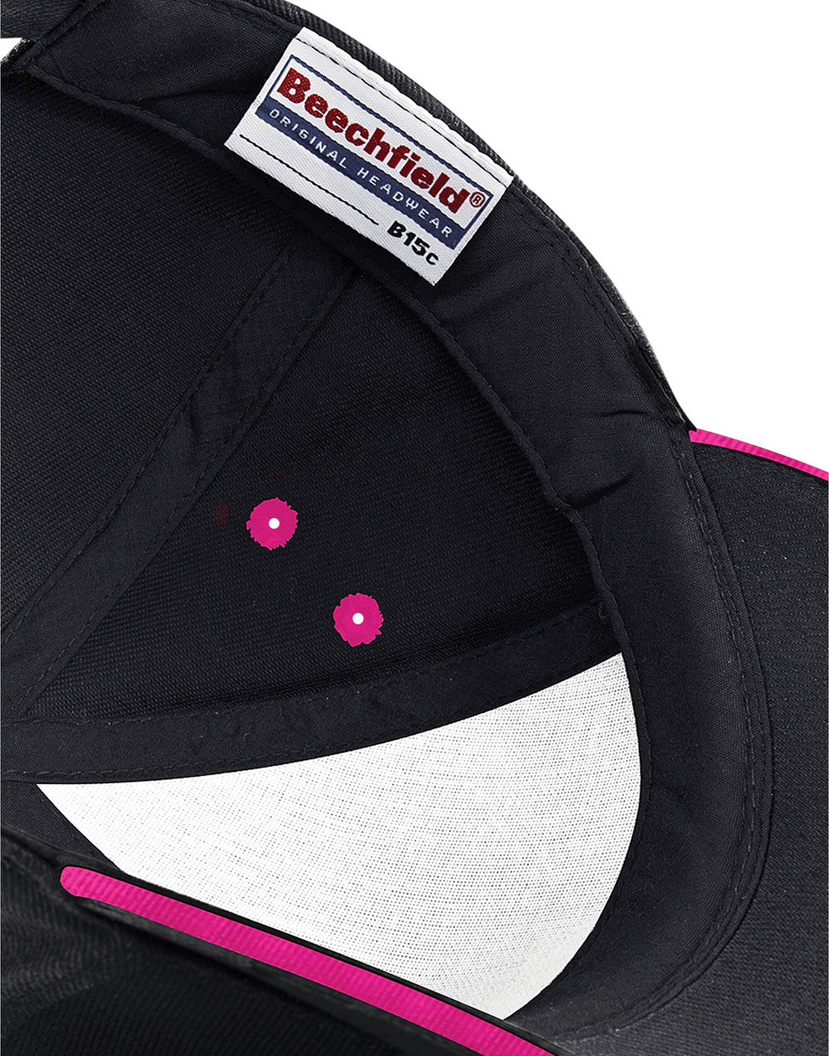 Beechfield B15C Ultimate Sandwich Peak Cap - Black/Fuchia