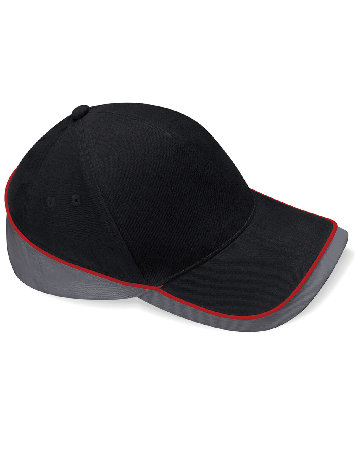 Beechfield B171 Teamwear Competition Cap - Black/Graphite/Classic Red