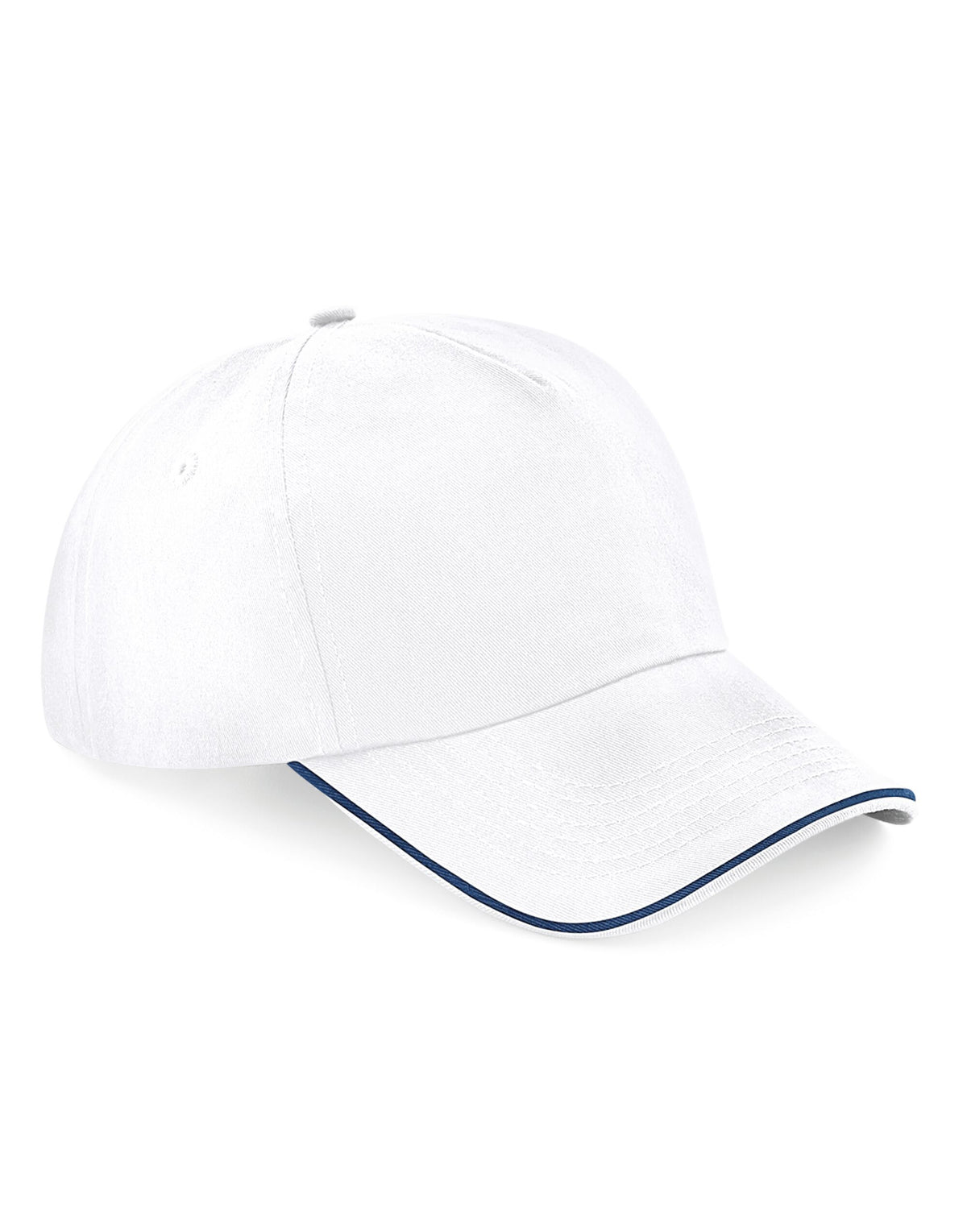 Beechfield B25C Authentic 5 Panel Piped Peak - White/French Navy