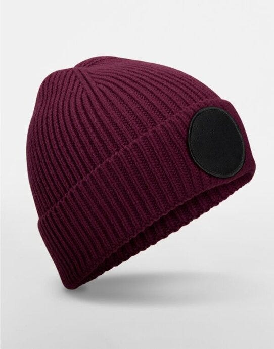 Beechfield B332R Circular Fashion Patch Beanie - Burgundy/Black