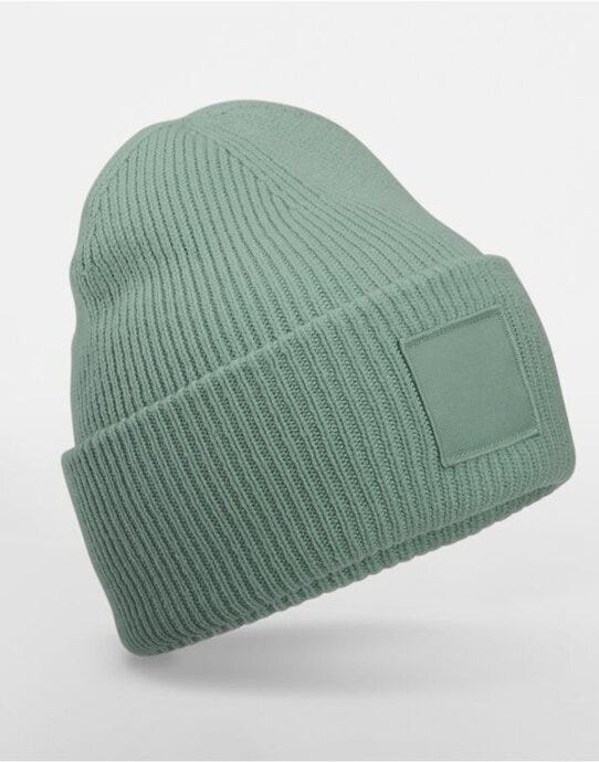 Beechfield B336R Deep Cuff Tonal Patch Beanie - Dusty Green