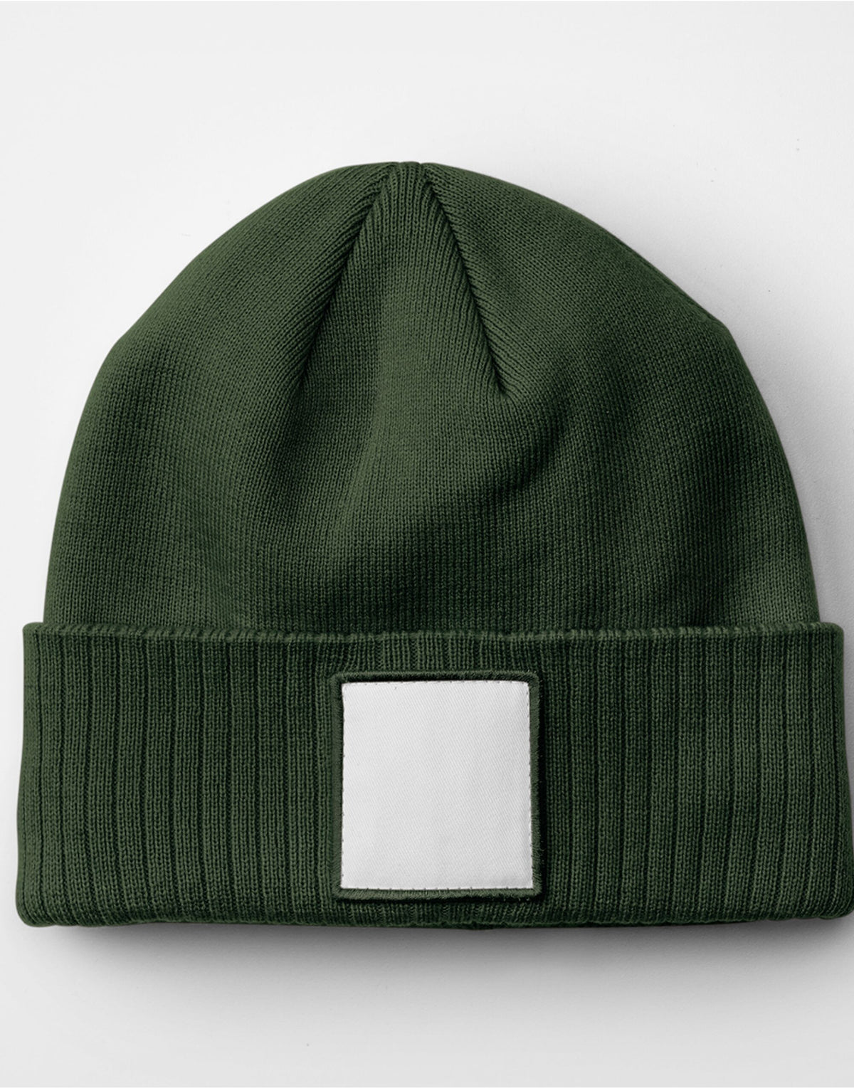 Beechfield B337R Appliqué Patch Beanie - Olive Green/White