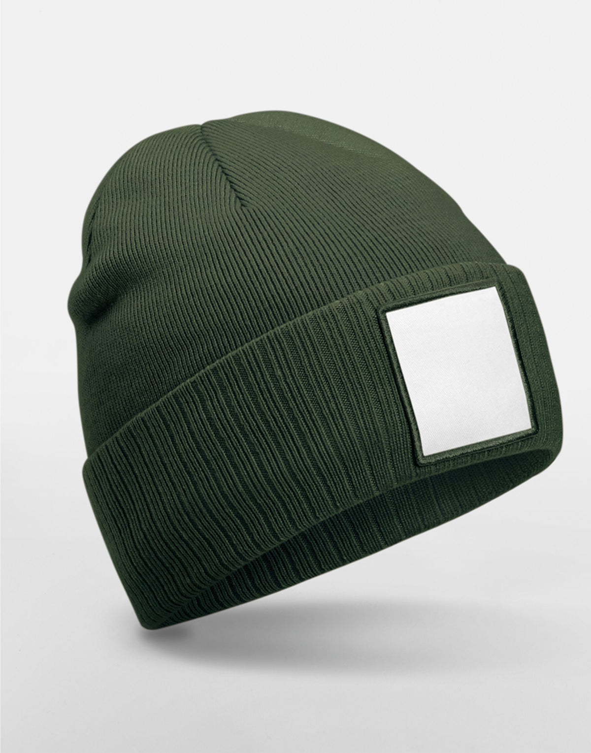Beechfield B337R Appliqué Patch Beanie - Olive Green/White