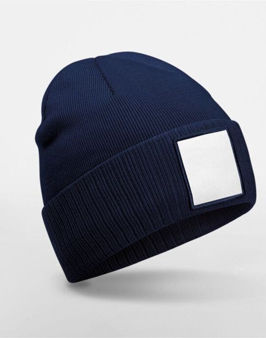 Beechfield B337R Appliqué Patch Beanie - Oxford Navy/White