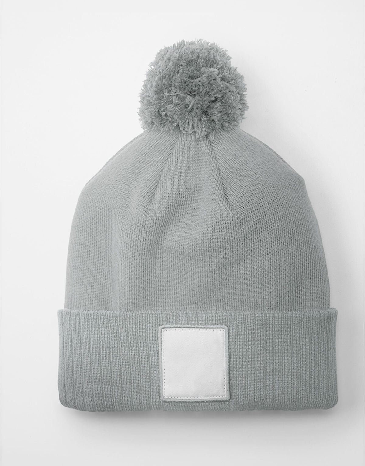 Beechfield B338R Appliqué Patch Pom Beanie - Ash/White