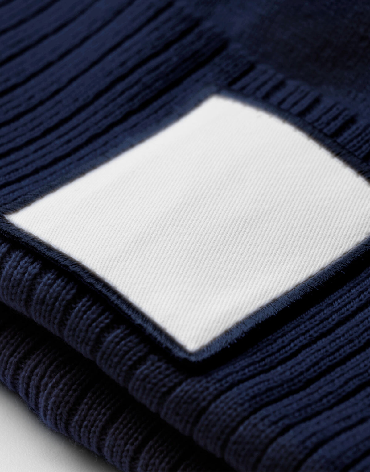 Beechfield B338R Appliqué Patch Pom Beanie - Oxford Navy/White