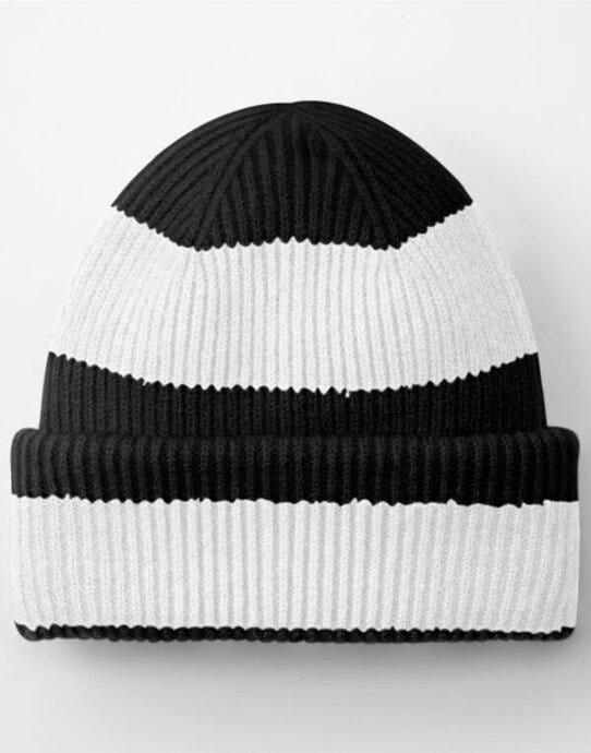 Beechfield B391R Colour Block Beanie - Black/Soft White