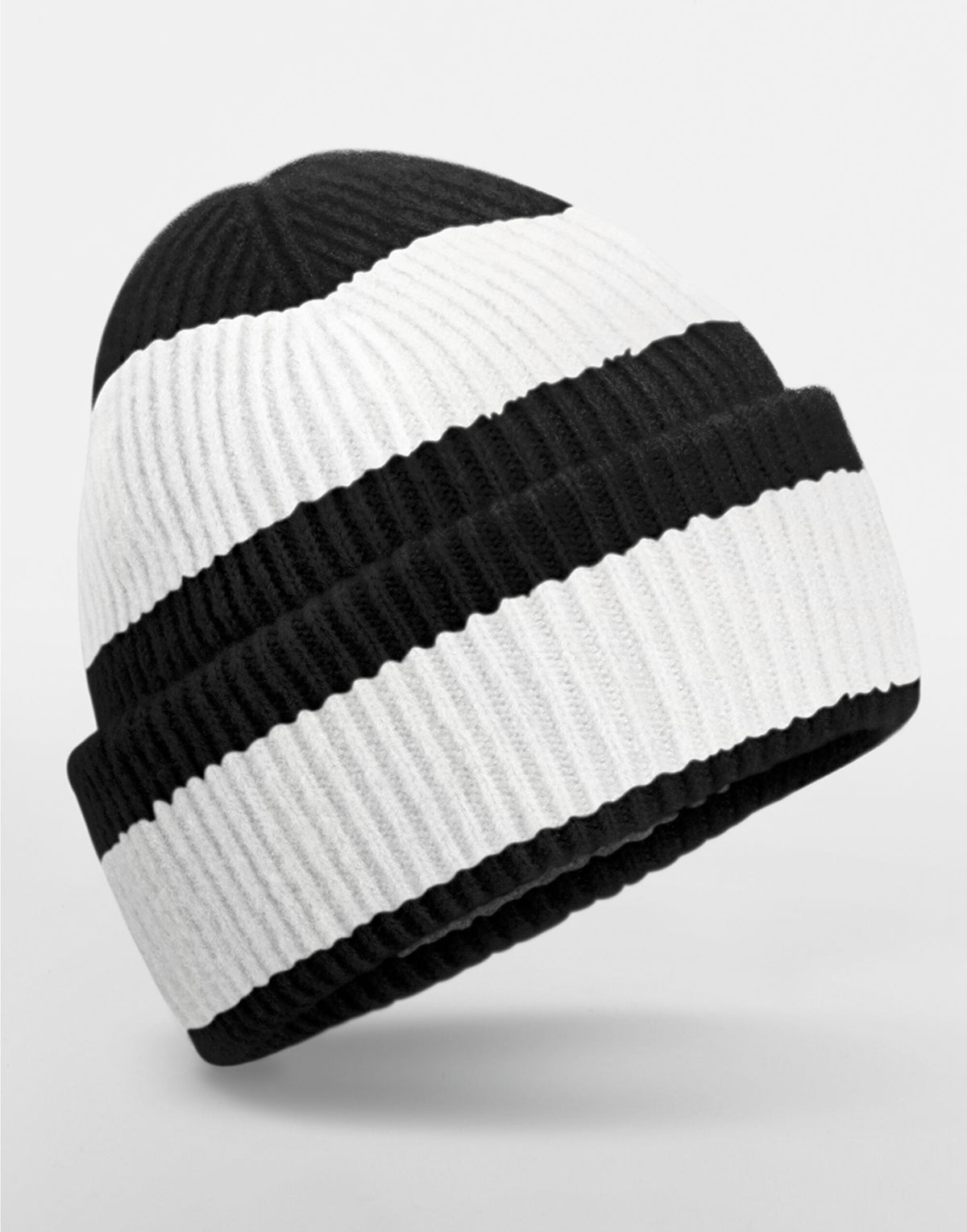 Beechfield B391R Colour Block Beanie - Black/Soft White