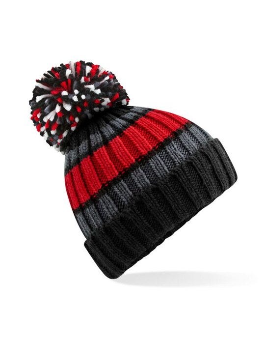 Beechfield B392 Hygge Striped Beanie - Black Cherry