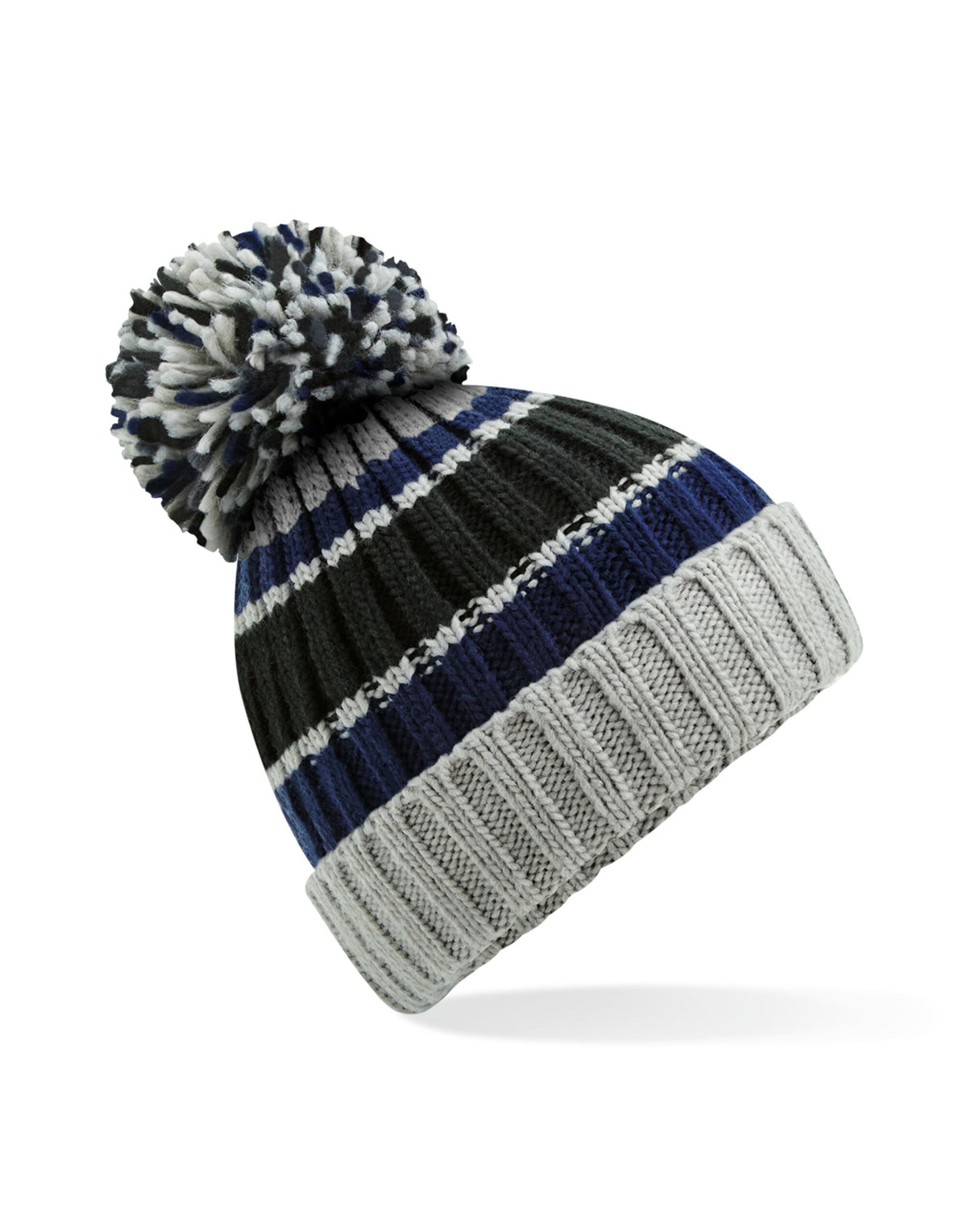 Beechfield B392 Hygge Striped Beanie - Blue Steel