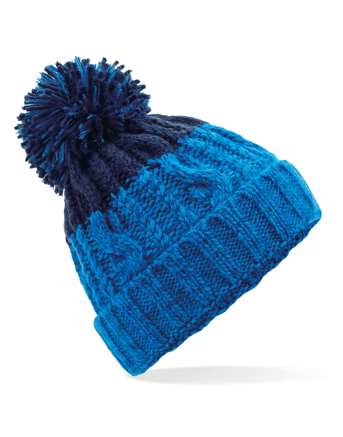 Beechfield B437 Apres Beanie - Azure Blue/ Oxford Navy