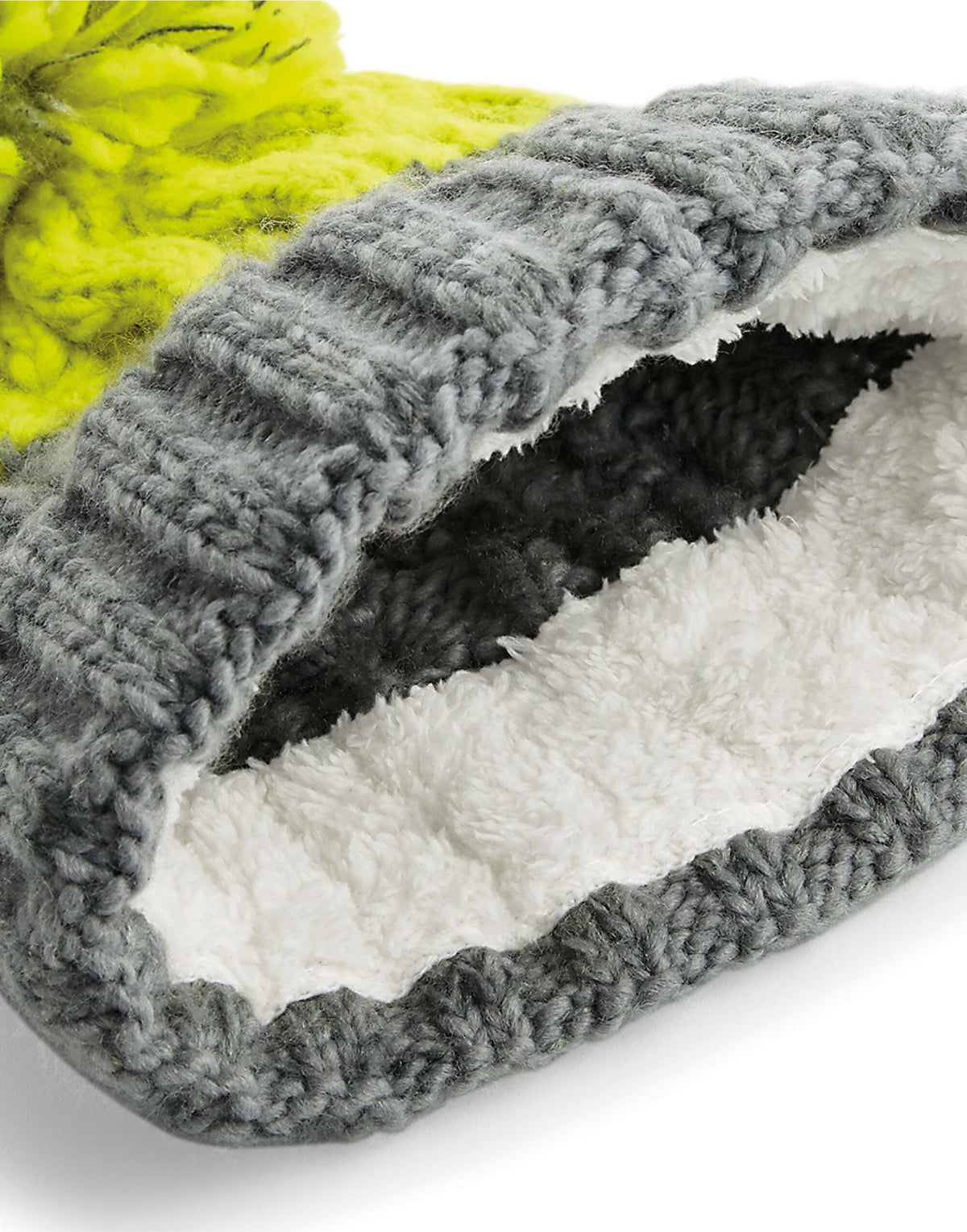 Beechfield B437 Apres Beanie - Light Grey/ Citron