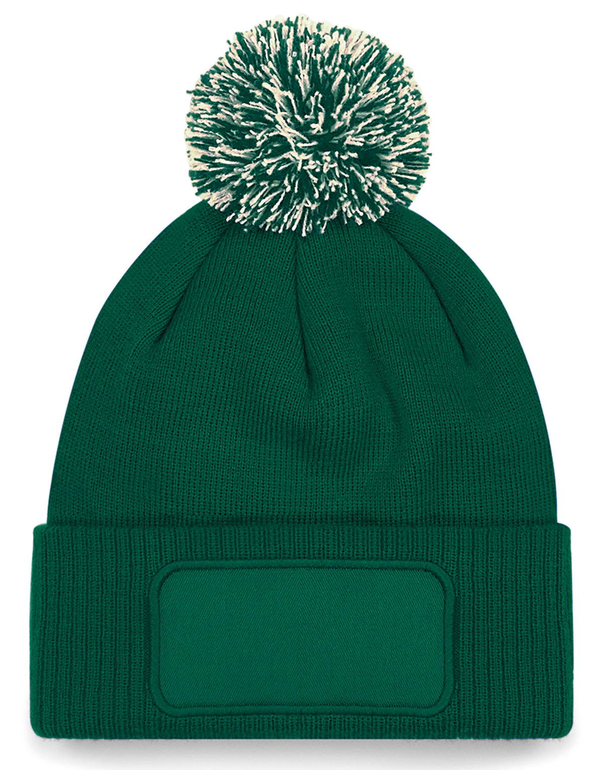 Beechfield B443 Snowstar® Patch Beanie - Bottle Green/Off White
