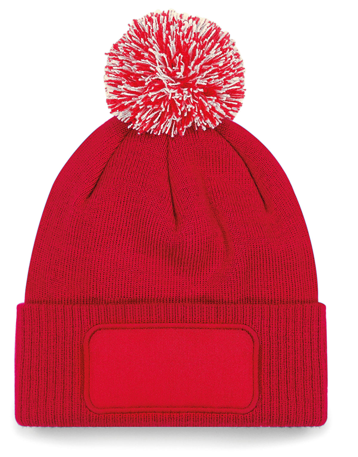 Beechfield B443 Snowstar® Patch Beanie - Classic Red/Off White
