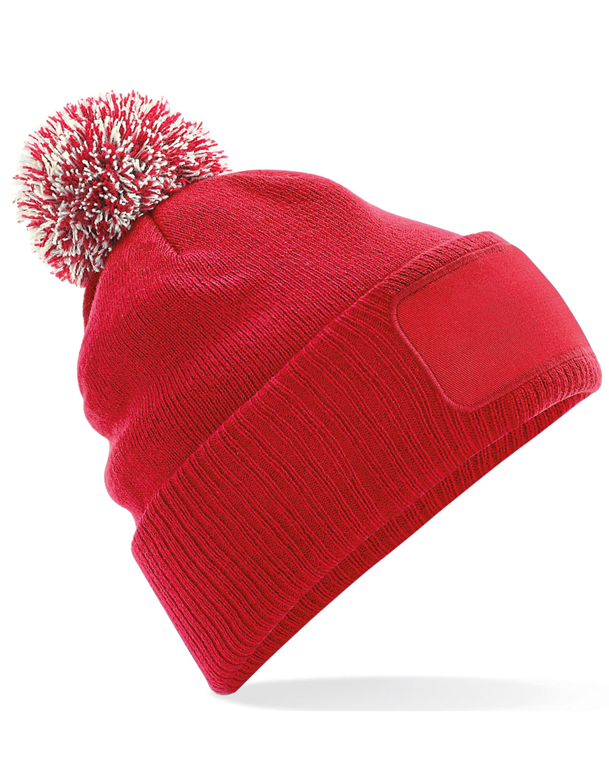 Beechfield B443 Snowstar® Patch Beanie - Classic Red/Off White