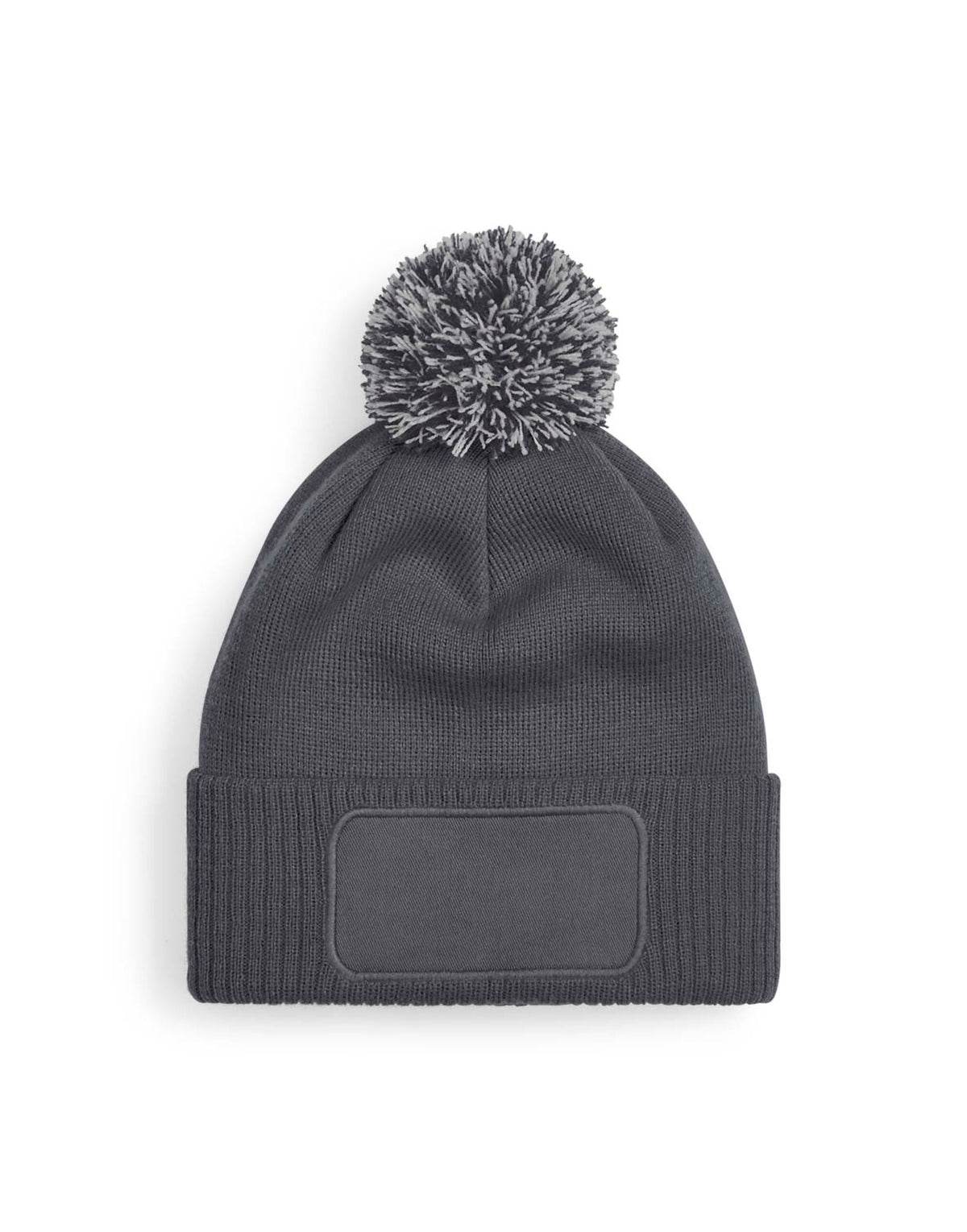 Beechfield B443 Snowstar® Patch Beanie - Graphite Grey/ Light Grey