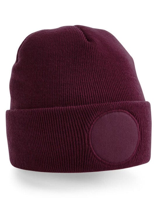 Beechfield B446 Circular Patch Beanie - Burgundy