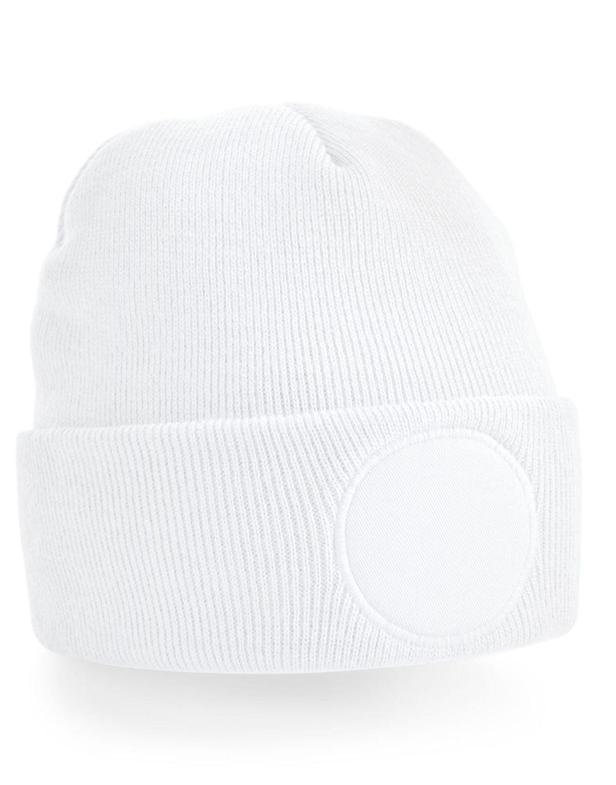 Beechfield B446 Circular Patch Beanie - White