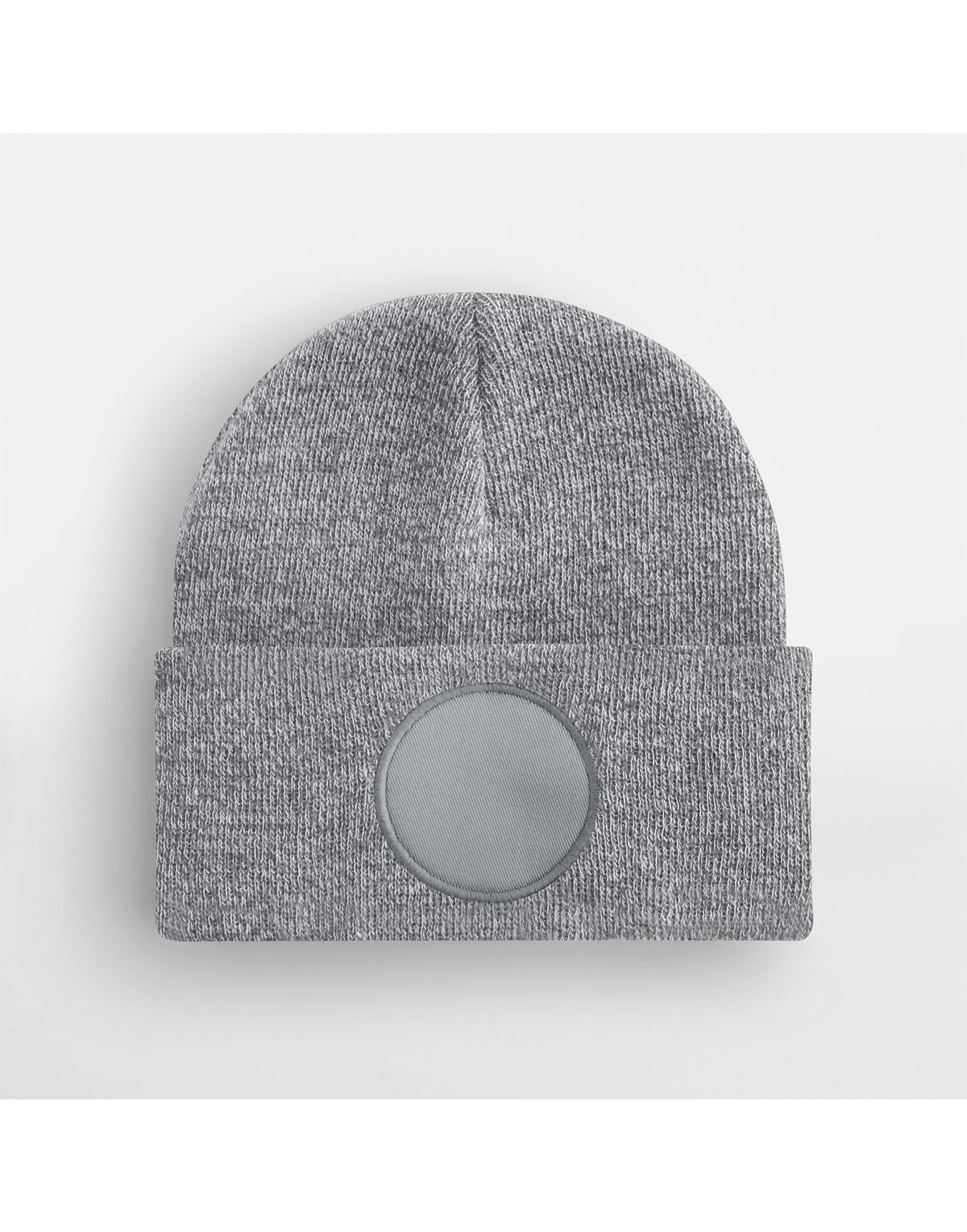 Beechfield B446 Circular Patch Beanie - Heather Grey