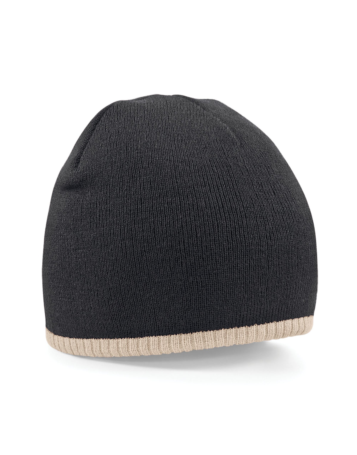 Beechfield B44C Two-Tone Pull On Beanie - Black/Stone