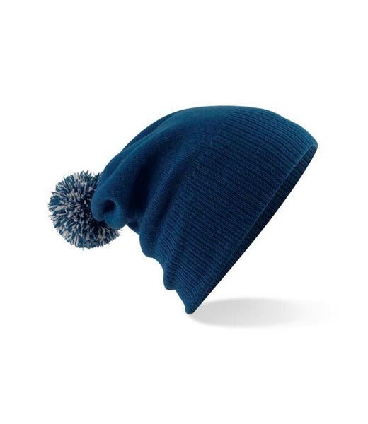 Beechfield B450 French Navy/Light Grey plain Snowstar Pom-Pom Beanie