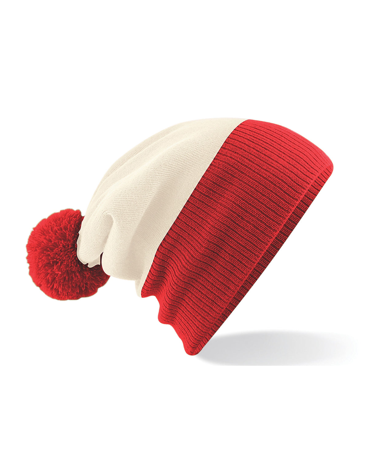 Beechfield B451 Snowstar® Two-Tone Beanie - Off White/ Bright Red