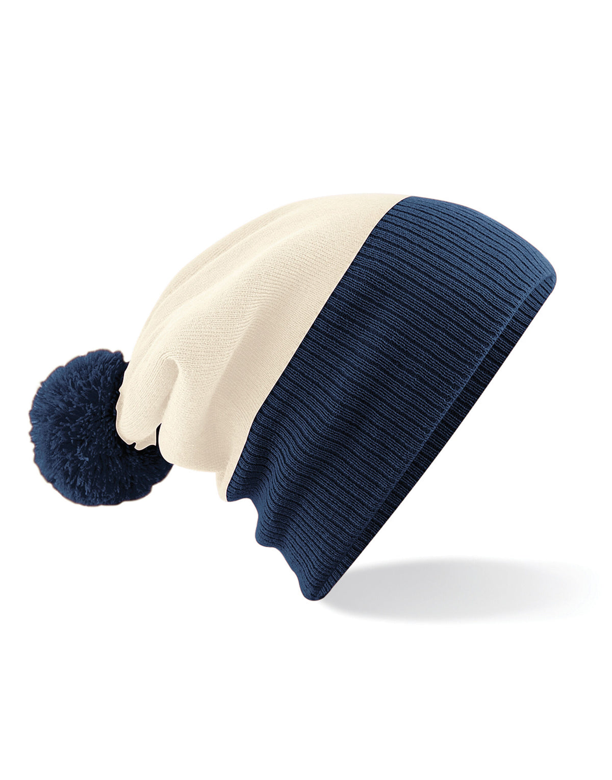 Beechfield B451 Snowstar® Two-Tone Beanie - Off White/ French Navy
