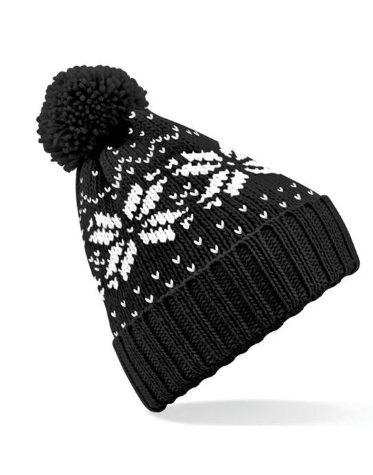 Beechfield B456 Fair Isle Snowstar® Beanie - Black/White