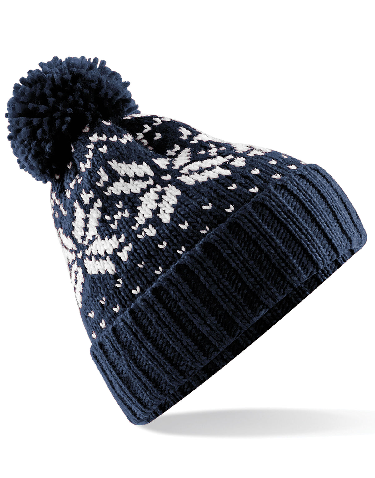 Beechfield B456 Fair Isle Snowstar® Beanie - French Navy/White